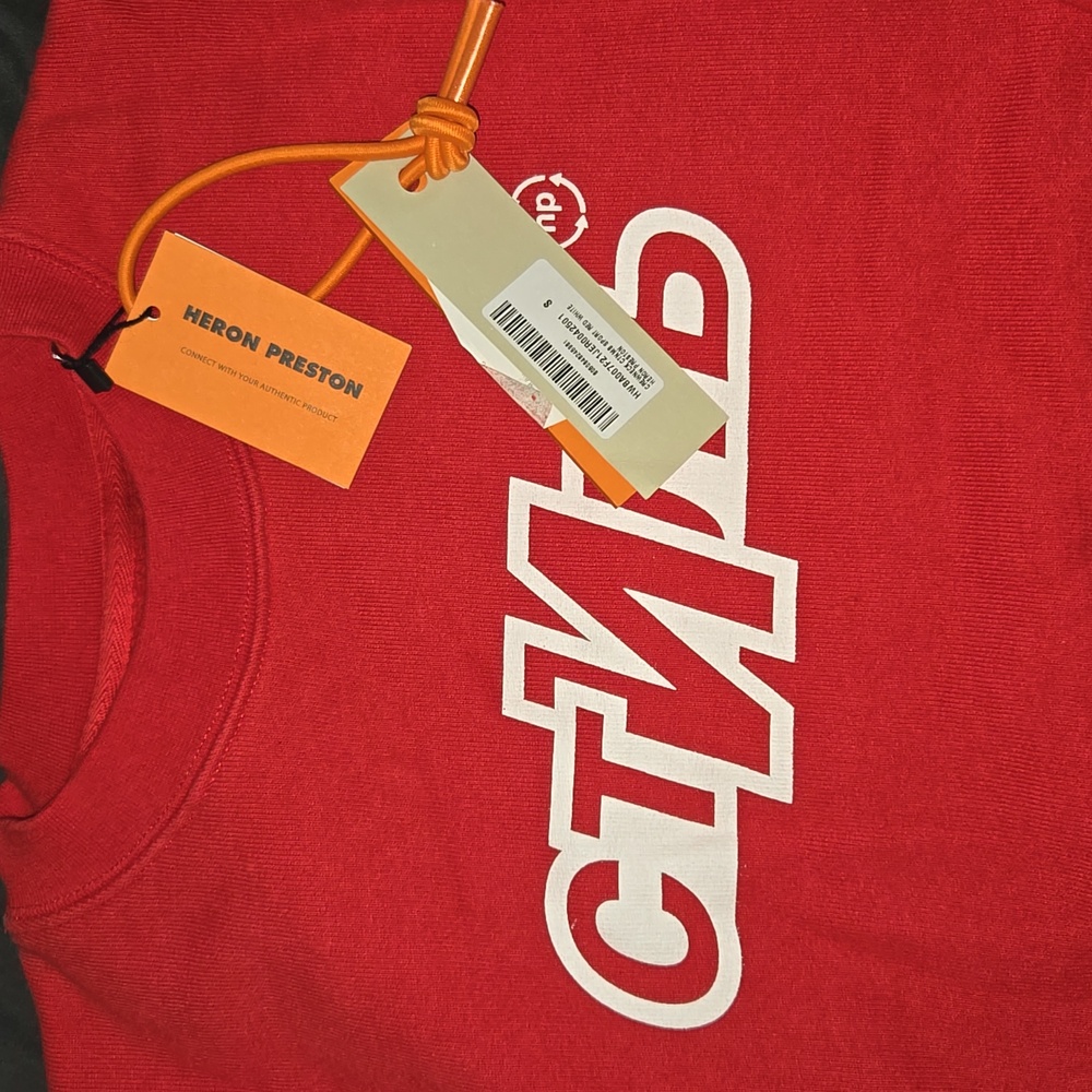 NWT Heron Preston Vibrant Red Crewneck Sport Sweatshirt Size S - Picture 7 of 11